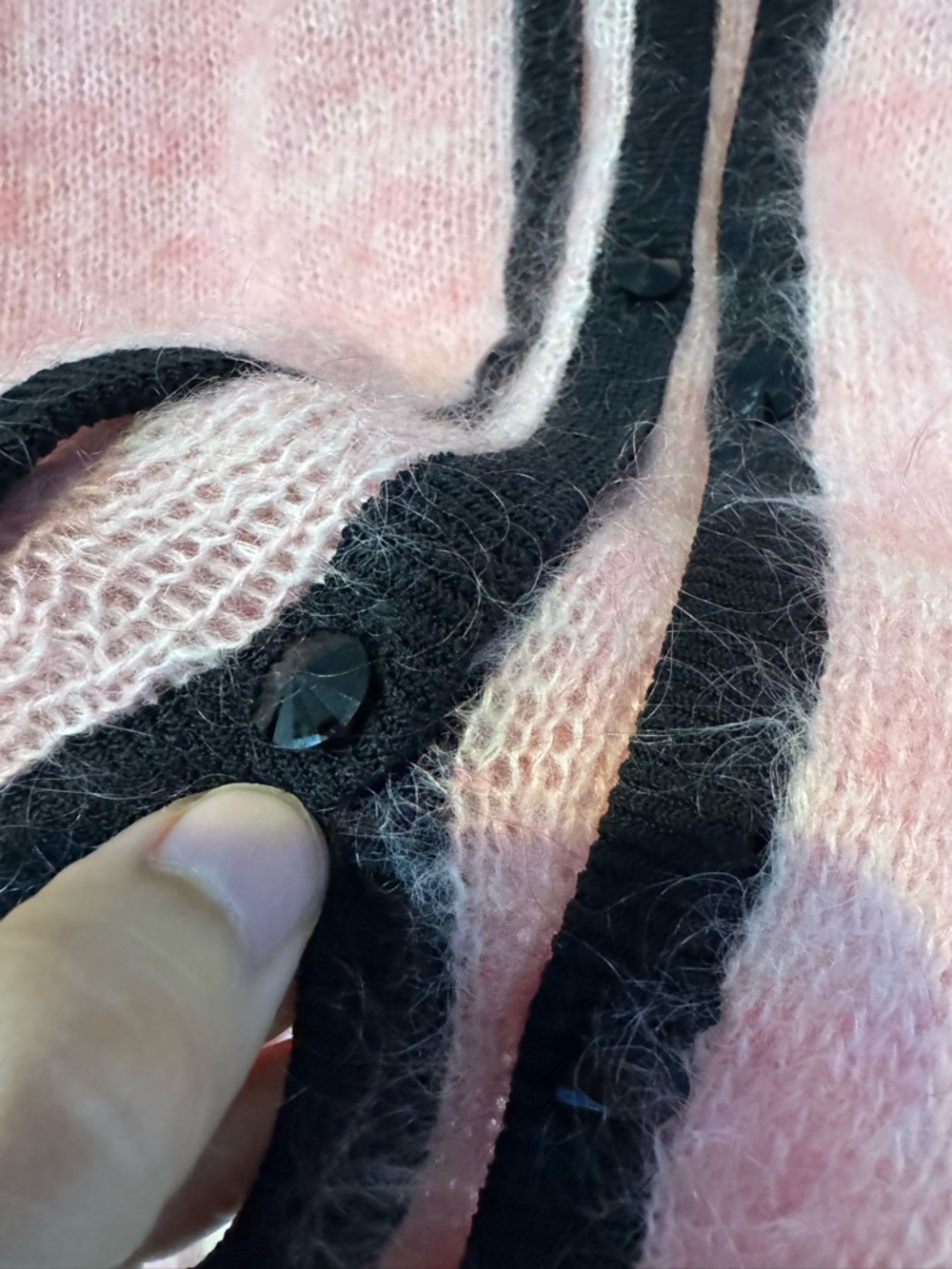 Y/Project Pink & Black Panelled Mohair Cardigan - Made in Italy - Picture 4 of 8